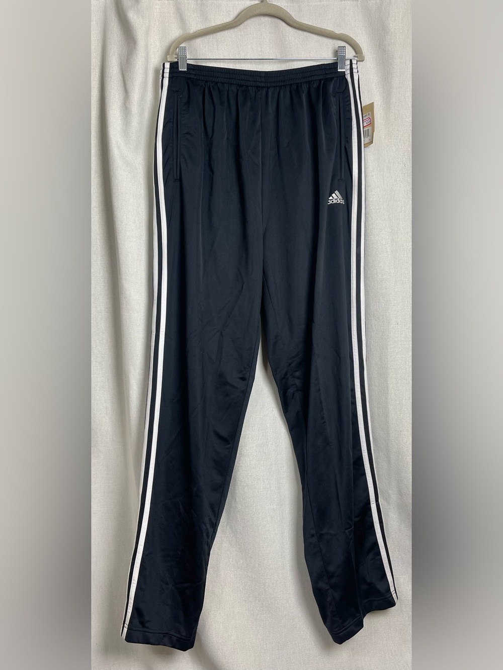 VTG Adidas 2XL Black Break Away Pants Side Snap Warm Up Atheletic Pants NWT NEW